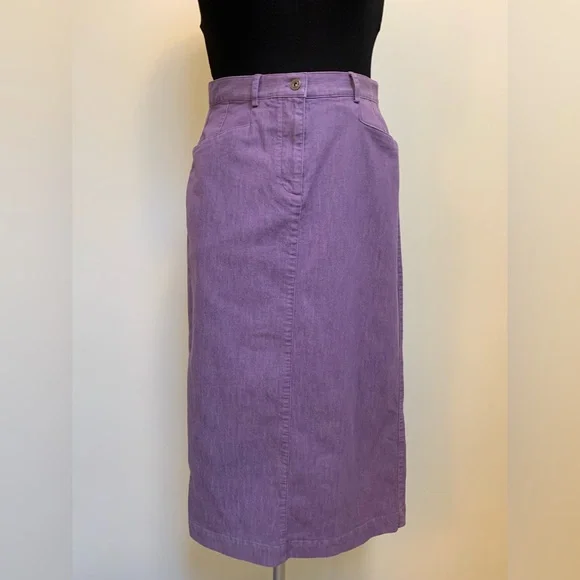 Christopher & Banks Lavender Stretch Skirt-Cotton Poly Blend-Denim Style-Midi-4R - Picture 1 of 7
